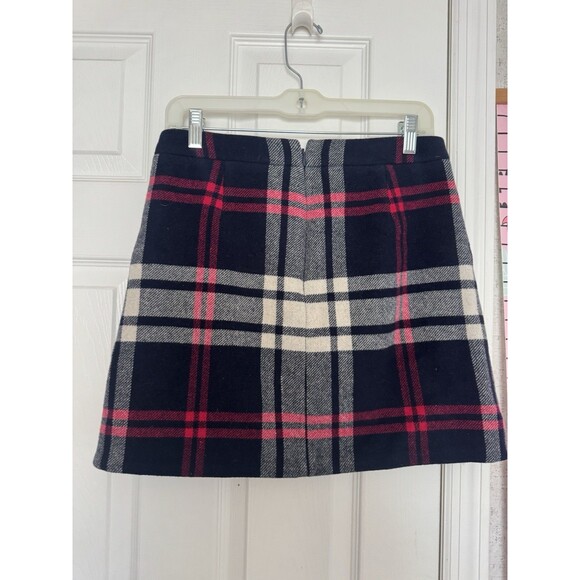J.Crew Womens Wool Double-serge White Blue Red Mini Skirt Size 4 Womens - Picture 5 of 6